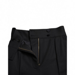 Pantaloni affusolati a vita alta in lana nera - IT40-S