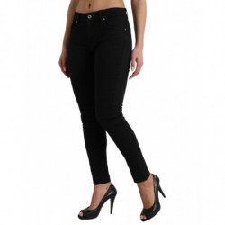Jeans skinny in denim a vita media in cotone nero - IT42-M
