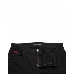 Jeans skinny in denim a vita media in cotone nero - IT42-M
