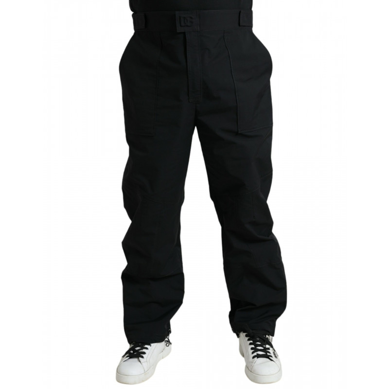 Pantaloni dritti con logo in poliestere nero - IT54 - XL