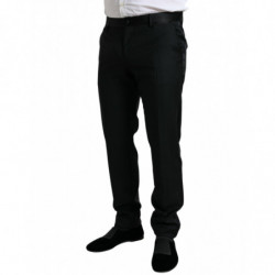Pantaloni eleganti pantaloni formali slim fit in lana nera - IT50 - L