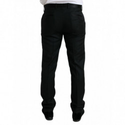 Pantaloni eleganti pantaloni formali slim fit in lana nera - IT50 - L