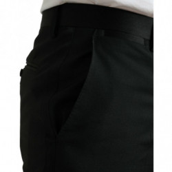 Pantaloni eleganti pantaloni formali slim fit in lana nera - IT50 - L