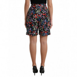 Pantaloncini hot pants a vita alta floreali neri - IT40-S