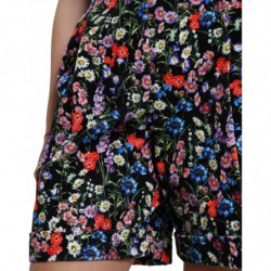 Pantaloncini hot pants a vita alta floreali neri - IT40-S