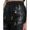 Pantaloncini hot pants a vita alta decorati neri - IT40-S