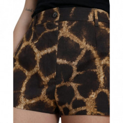 Pantaloncini hot pants a vita alta giraffa marrone - IT46-XL