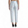 Pantaloni con orlo piegato a vita alta in seta blu cielo - IT42-M