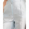 Pantaloni con orlo piegato a vita alta in seta blu cielo - IT42-M
