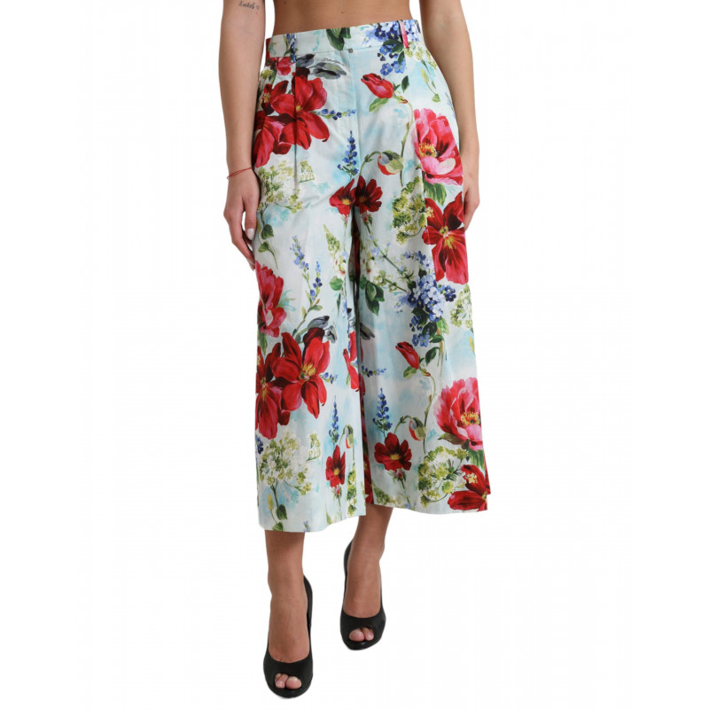 Pantaloni larghi a vita alta con motivo floreale multicolor - IT42-M