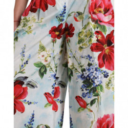 Pantaloni larghi a vita alta con motivo floreale multicolor - IT42-M
