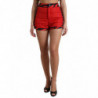 Pantaloncini hot pants trapuntati a vita alta in nylon rosso - IT40-S