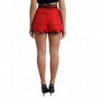 Pantaloncini hot pants trapuntati a vita alta in nylon rosso - IT40-S