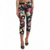 Pantaloni cropped a vita media con stampa floreale nera - IT40-S