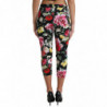 Pantaloni cropped a vita media con stampa floreale nera - IT40-S