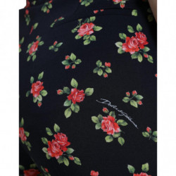 Pantaloni affusolati a vita alta in lana floreale nera - IT40-S