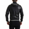Giacca da uomo con cappuccio e zip intera in pelle nera - IT50 - L