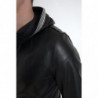 Giacca da uomo con cappuccio e zip intera in pelle nera - IT50 - L
