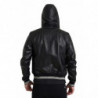 Giacca da uomo con cappuccio e zip intera in pelle nera - IT50 - L