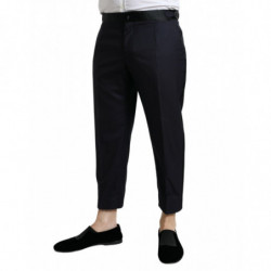 Pantaloni affusolati cropped in lana blu - IT54 - XL
