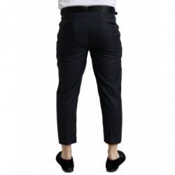 Pantaloni affusolati cropped in lana blu - IT54 - XL