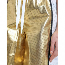 Pantaloncini a vita alta traforati in poliestere oro - IT40-S