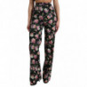 Pantaloni larghi a vita alta in lana floreale nera - IT40-S