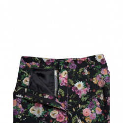 Pantaloni larghi a vita alta in lana floreale nera - IT40-S