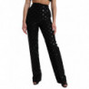 Pantaloni dritti a vita alta con logo DG in lana nera - IT40-S