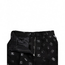Pantaloni dritti a vita alta con logo DG in lana nera - IT40-S