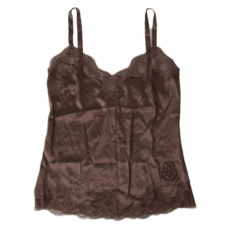 Intimo superiore canotta indumenti da notte seta logo marrone - IT4