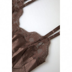 Intimo superiore canotta indumenti da notte seta logo marrone - IT4