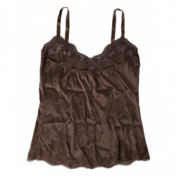 Intimo superiore canotta indumenti da notte seta logo marrone - IT4