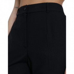 Pantaloni dritti a vita alta in lana nera - IT46-XL