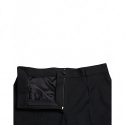 Pantaloni dritti a vita alta in lana nera - IT46-XL