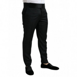 Pantaloni eleganti pantaloni formali slim fit in lana nera - IT50 - L