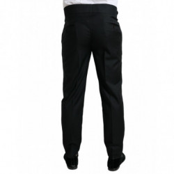 Pantaloni eleganti pantaloni formali slim fit in lana nera - IT50 - L