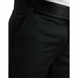 Pantaloni eleganti pantaloni formali slim fit in lana nera - IT50 - L