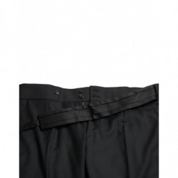 Pantaloni eleganti pantaloni formali slim fit in lana nera - IT50 - L