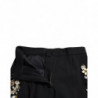 Pantaloni affusolati vita alta applicazioni floreali nere - IT40-S