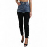 Pantaloni in denim PRETTY a vita alta in cotone blu nero - IT40-S