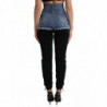 Pantaloni in denim PRETTY a vita alta in cotone blu nero - IT40-S
