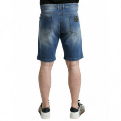 Bermuda da uomo in denim di cotone lavato blu - IT56 - XL