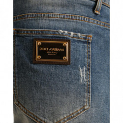 Bermuda da uomo in denim di cotone lavato blu - IT56 - XL
