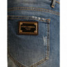 Bermuda da uomo in denim di cotone lavato blu - IT56 - XL