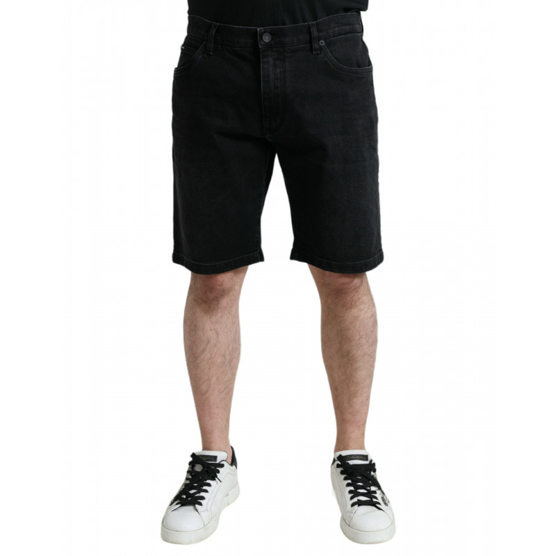 Bermuda in denim di cotone stretch nero - IT56 - XL