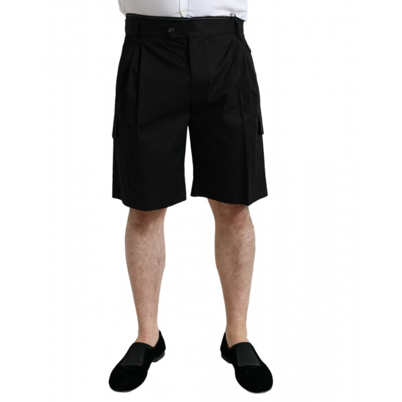 Bermuda cargo cargo elasticizzati in cotone nero - IT50 - L