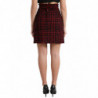 Minigonna in tweed scozzese a vita alta in cotone rosso nero - IT40-S