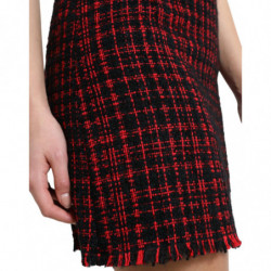Minigonna in tweed scozzese a vita alta in cotone rosso nero - IT40-S