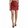 Minigonna a vita alta in cotone con stampa leopardata rossa - IT40-S